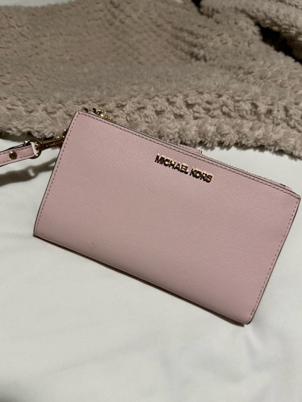 Michael Kors Blush Pink Saffiano Wristlet Clutch